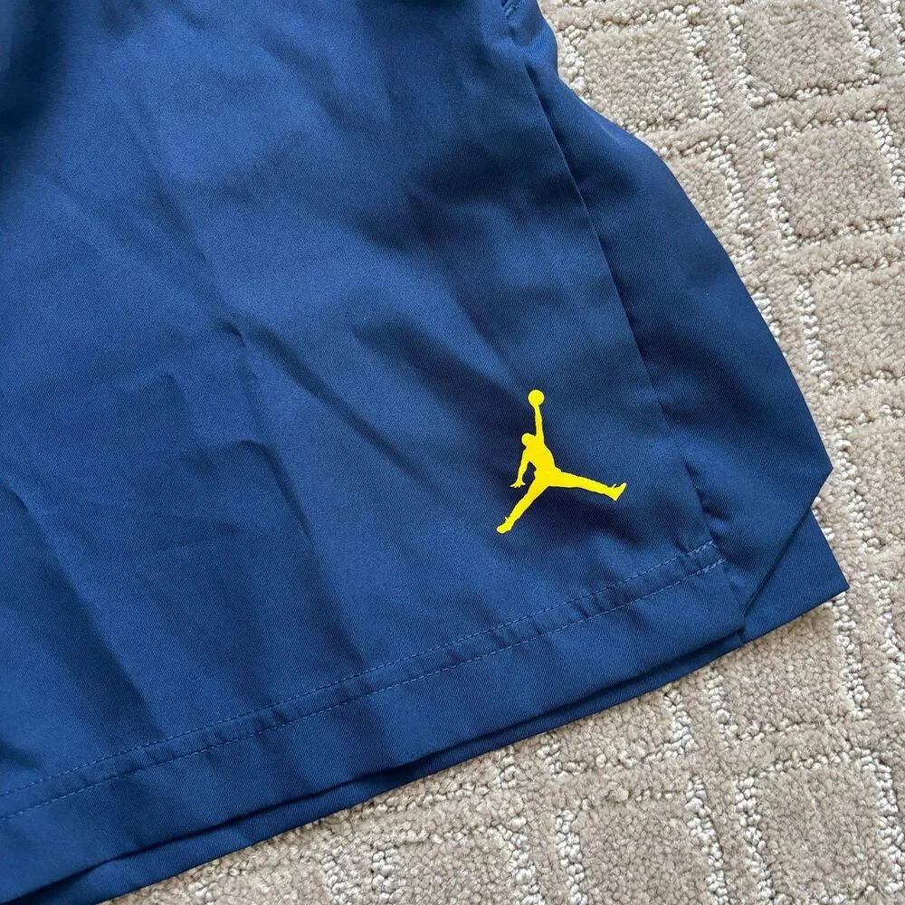 Nike Jordan U of M Basketball Shorts Mens Small Navy Blue Side Split Pull On NWT